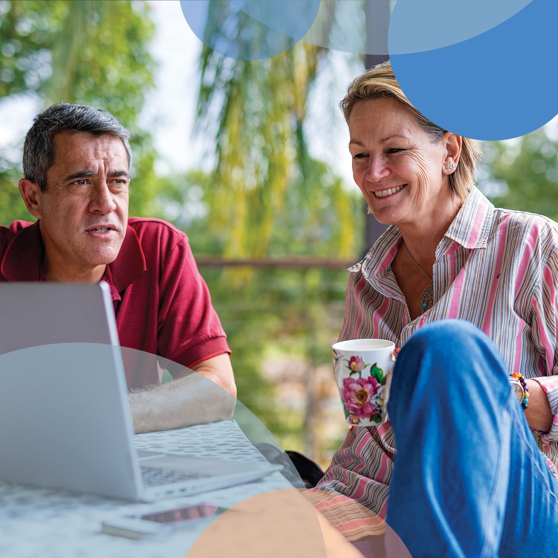 Couple using laptop